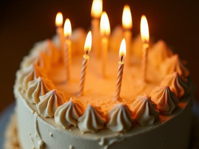 Gâteau d'anniversaire élégant avec glaçage texturé et bougies scintillantes
